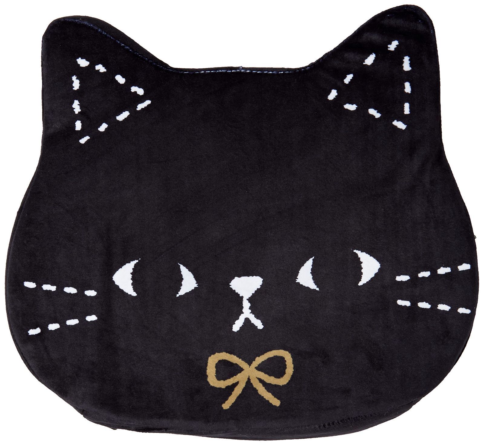 【人気商品】座布団 チェアパッド かわいい 椅子クッション 黒猫 ミミッツ ほどよく 薄い 3cm メイホウ ウレタン ひも無し 裏面滑り止め ブラック 3×36×33(cm)