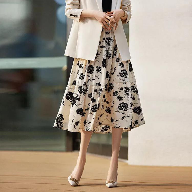 ロングスカート レディース Aライン シフォン フレアスカート