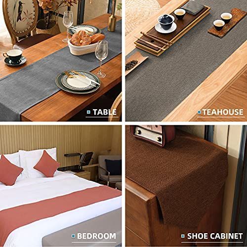 グレー_240x35cm SEASHORE TREE テーブルランナー?テーブルカバー 無地