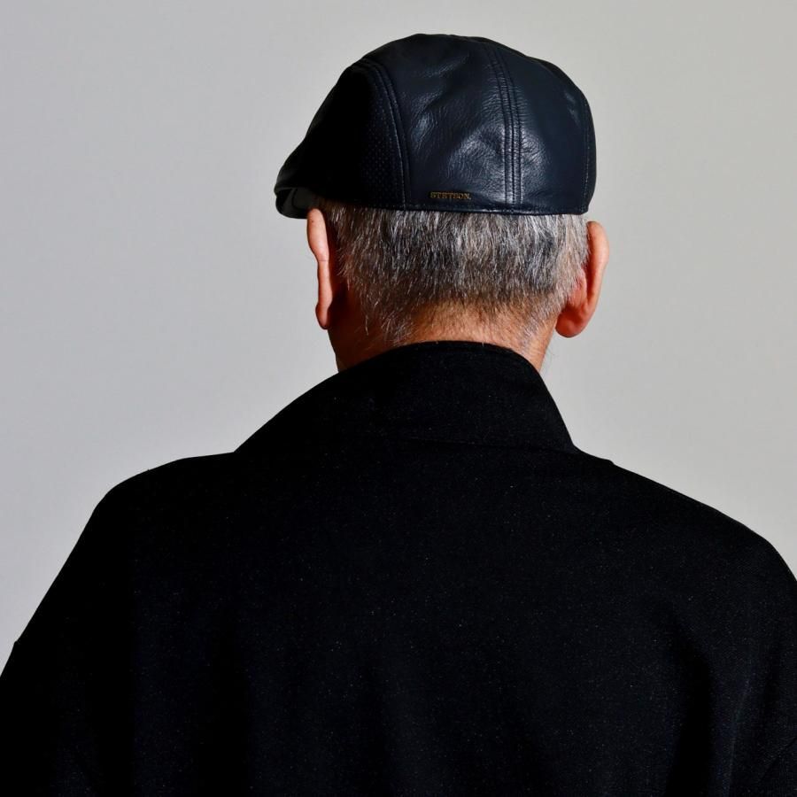STETSON ステットソン ハンチング メンズ 本革 ハンチング帽 メッシュ ネイビー キャスケット レザー 通気性 フォーパネル メッシュ裏地 軽量 帽子 TB
