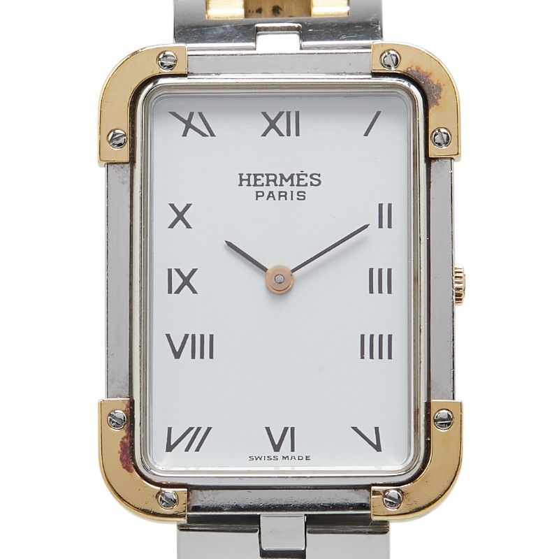 エルメス クロアージュ シルバー ゴールド ステンレススチール メッキ レディース HERMES 214-07118