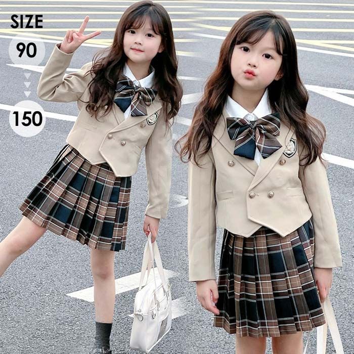 卒業式 スーツ 女の子 小学生 入学式 スーツ スカート シャツ ベージュ キッズスーツ 女児スーツ ジャケット day3a409679