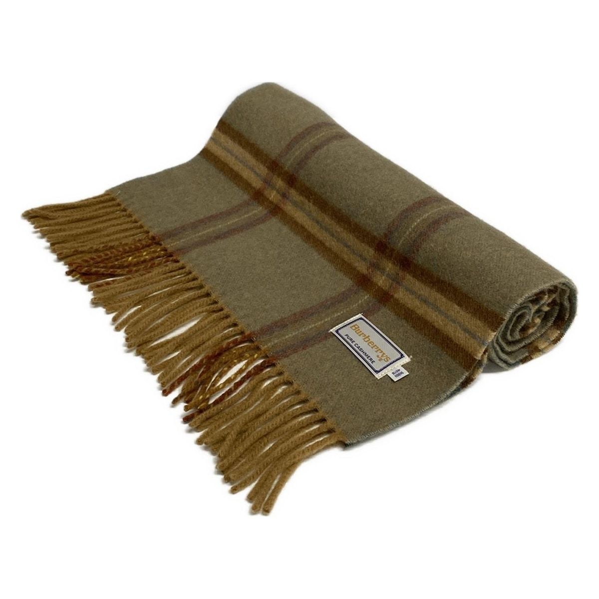 Burberry s バーバリーズ マフラー - カーキ×ベージュ×マルチ チェック柄 カシミヤ