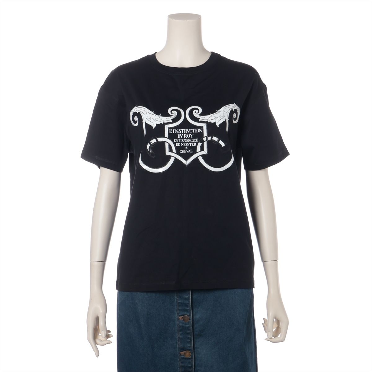エルメス L INSTRVCTION DV ROY 帝王学 半袖 Ｔシャツ アパレル ファッション 洋服 ブラック 36 レディース EEE BT30-35
