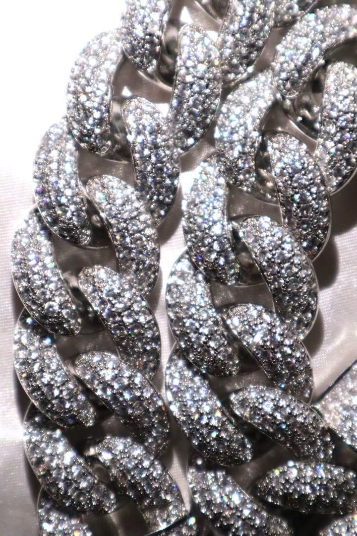 マイアミ キューバンチェーン 幅23ミリ 24インチ パヴェ留め シルバー 喜平ネックレス メンズネックレス LEX 平本蓮 萩原京平 rizin トラヴィススコット krkc-co アバランチ キングアイス チェーンネックレス hiphop 18k gp