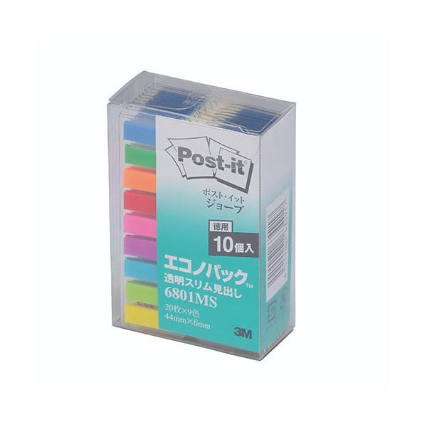 3M Post-it ポストイット ジョーブ エコノパック 透明スリム見出し 3