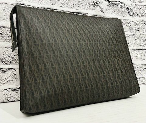 ◆SAINT LAURENT PARIS サンローランパリ 男女可 モノグラム PVC x レザー クラッチ バッグ タブレットケース ポーチ 茶黒◆定番モデル