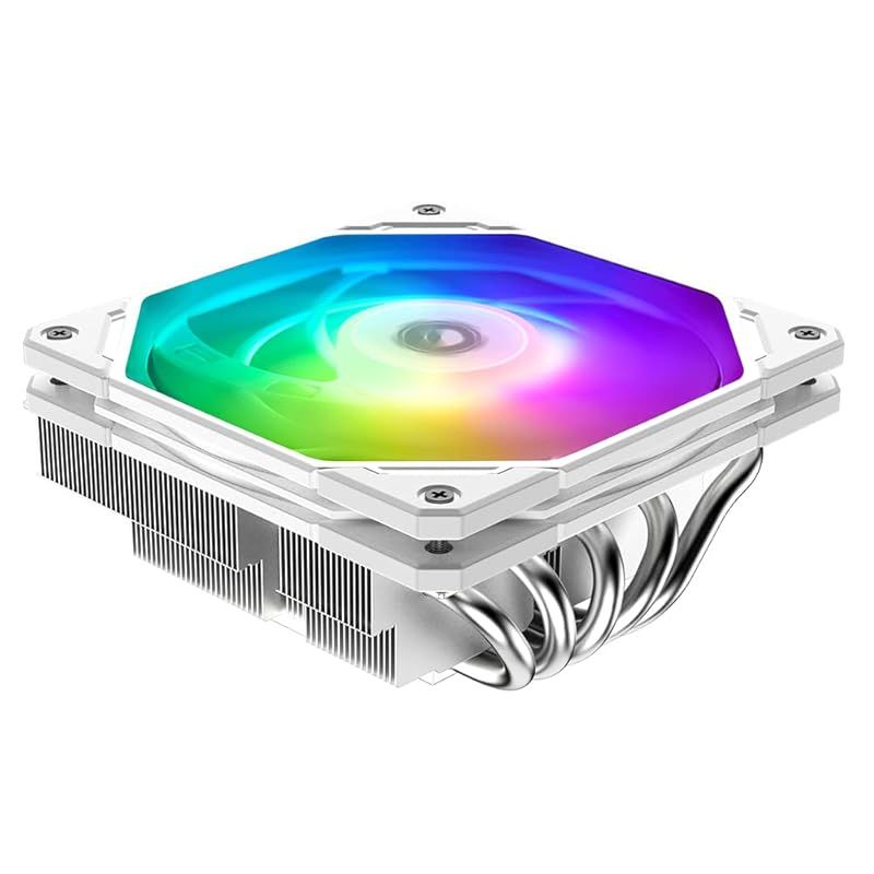 ID-COOLING IS-55 ARGB ホワイト CPUクーラー ロープロファイル 高さ57mm CPUエアクーラー ARGB 5ヒートパイプ 120x120x15mm スリムファン、Intel LGA1700/115X/1200用デスクトップCPUファン