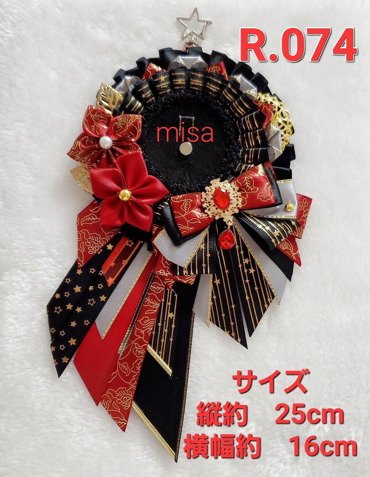 ♡アロマンティックさまのおリボンセット♡ オーダー】 痛ロゼット 赤× シルバー × 黒 ×青 痛バ 花 リボン