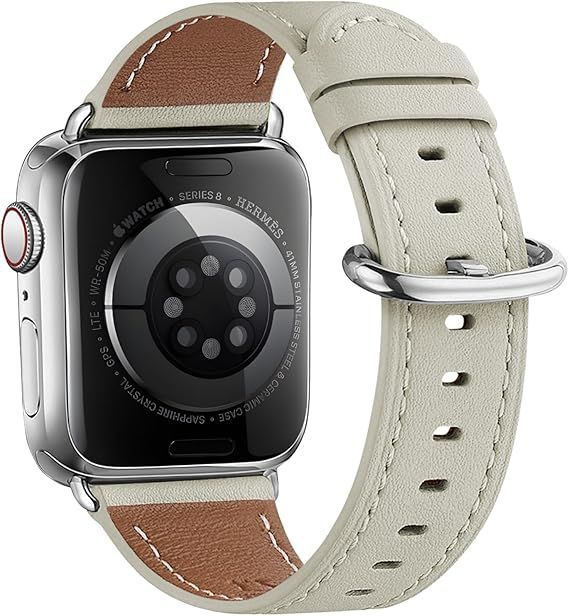 【在庫処分】アップルウォッチ バンド コンパチブル apple watch バンド40mm 41mm 38mm （アイボリーホワイト/シルバーバックル） レディース レザー 本革製 交換ベルト男女兼用 おしゃれバンド 純