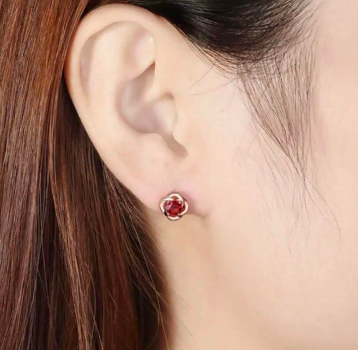 A96 ギフト箱無料 人気デザイン ガーネット 花 フラワー S925ピアス