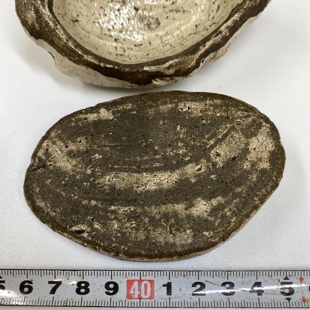 古志野鶴香合 共箱