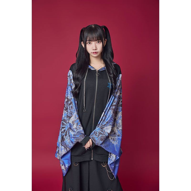 PSYCHO NATION 振袖チャイナ ZIPパーカー PSYCHO NATION】振袖 キモノスリーブ フルZIPパーカー (734601