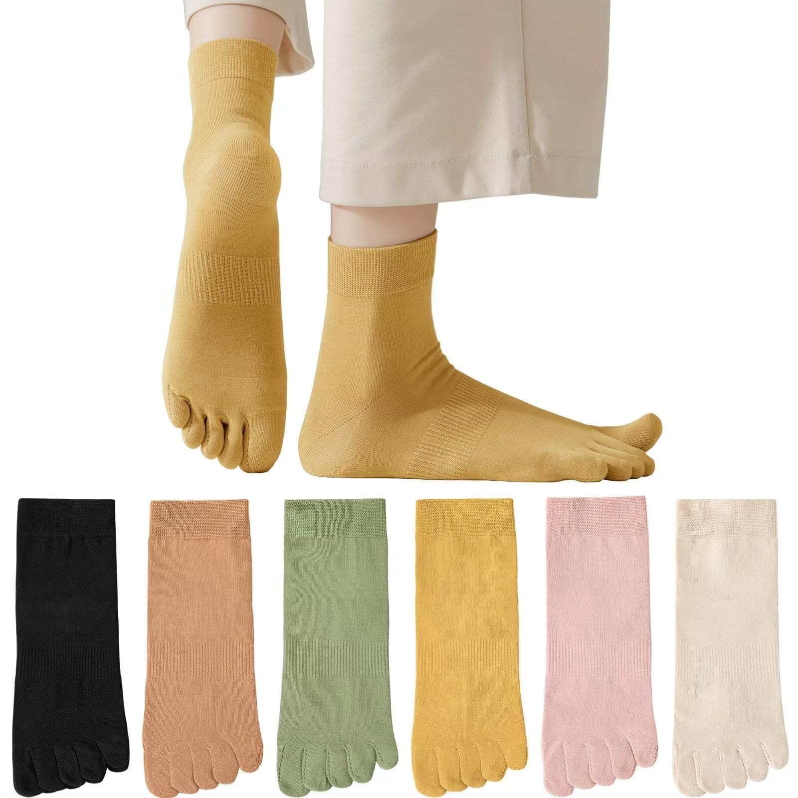 秋 夏 春 靴下 五本指 冬 婦人 可愛い おしゃれ 薄手 綿 防臭 通年 抗菌 22~25cm 6足セット レディース 5本指ソックス HWVICTORYV