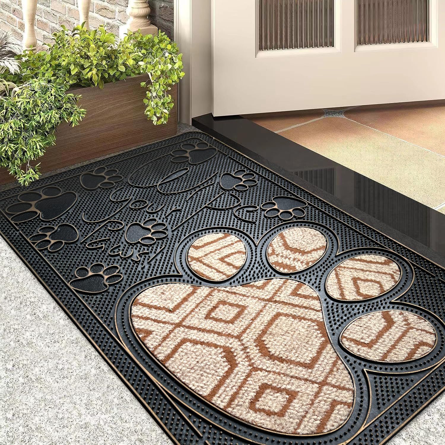 業務家庭用屋外屋内用ス ウェルカムマット 滑り止め吸水速乾洗える，エントランマット北欧 玄関マット泥除けきめ 40cm*70cm… セブンと東