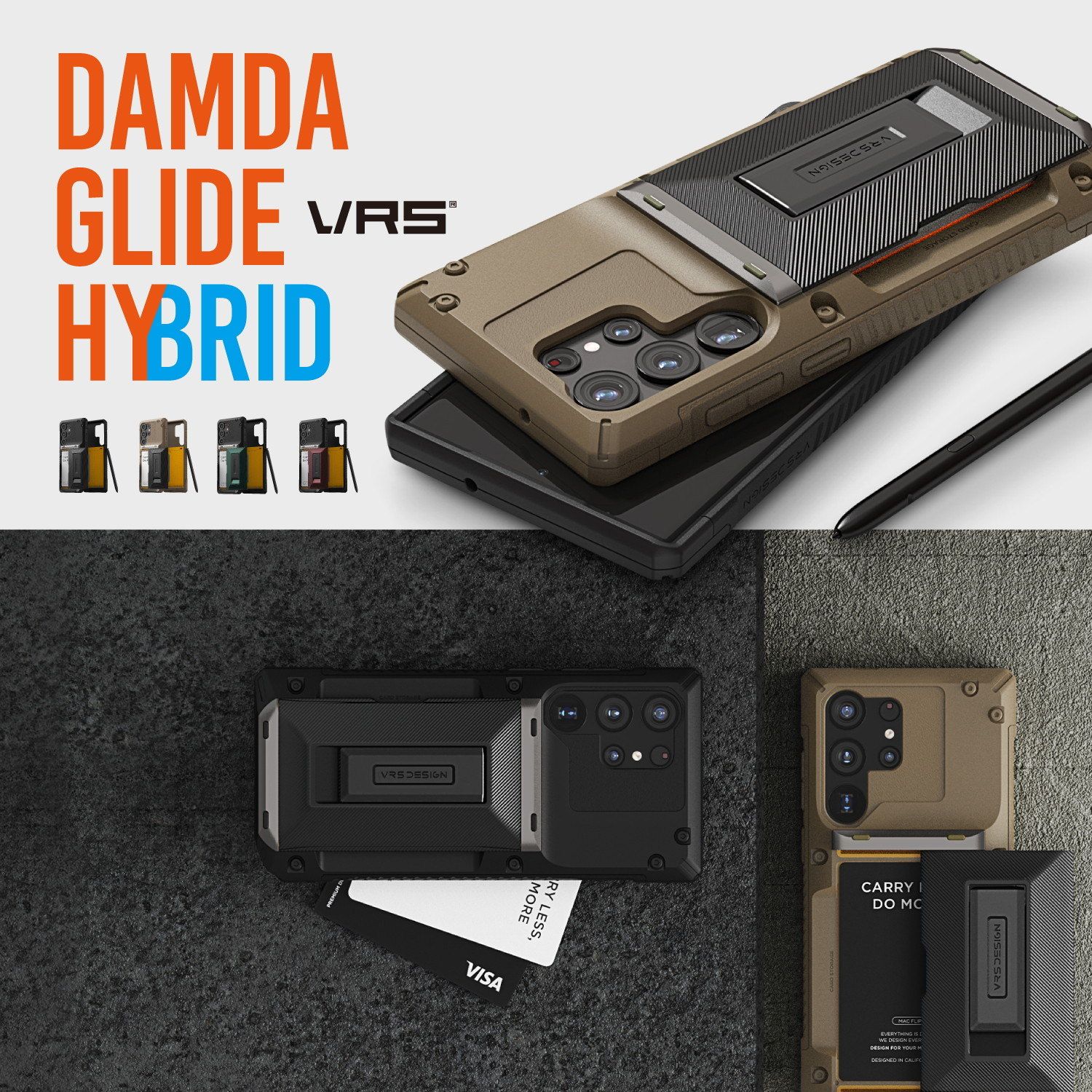 Galaxy S25 Ultra ケース 耐衝撃 カード収納 スタンド 付 スマホケース GalaxyS25Ultra ギャラクシーS25 ウルトラ SC-52F 対応 VRS DESIGN Damda Glide Hybrid