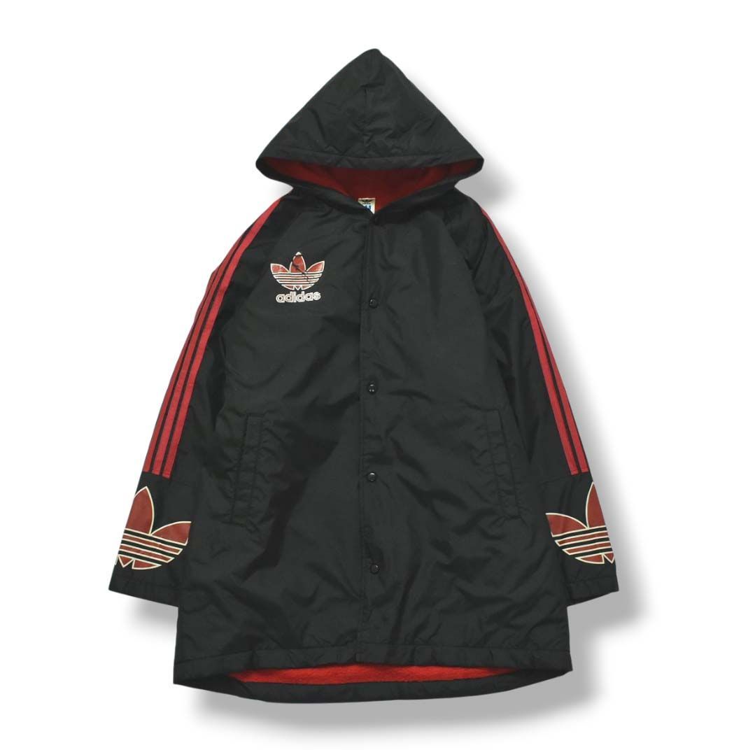 希少80ｓ90ｓ☆アディダスベンチコートトレフォイルロゴ 裏フリース デサント 希少80s90s☆アディダスベンチコートトレフォイルロゴ 裏フリース