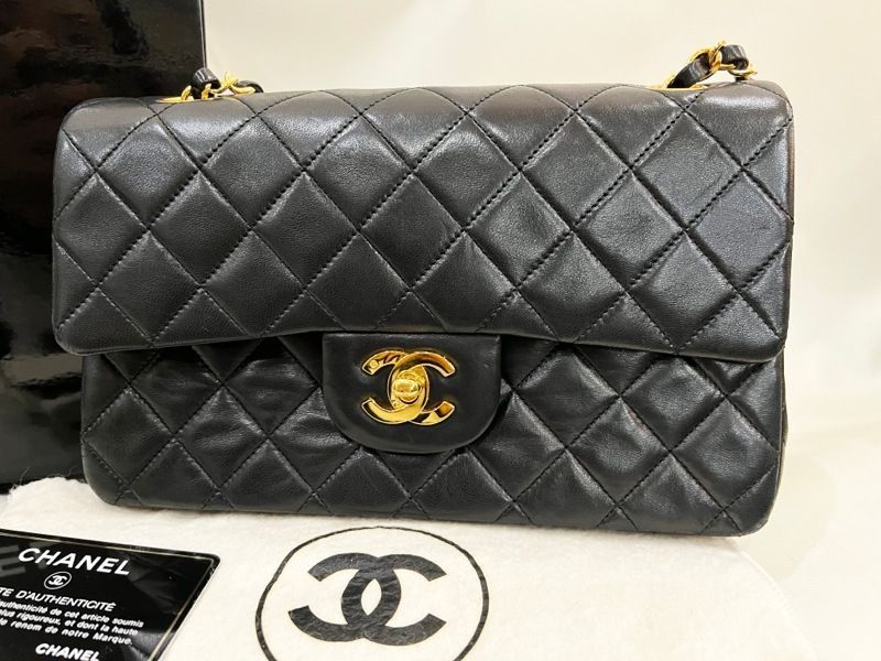 極美品 CHANEL/シャネル マトラッセ23 Wフラップチェーンショルダー ブラック×ゴールド ターンロック ラムスキン ギャランティー/シール有  - メルカリ