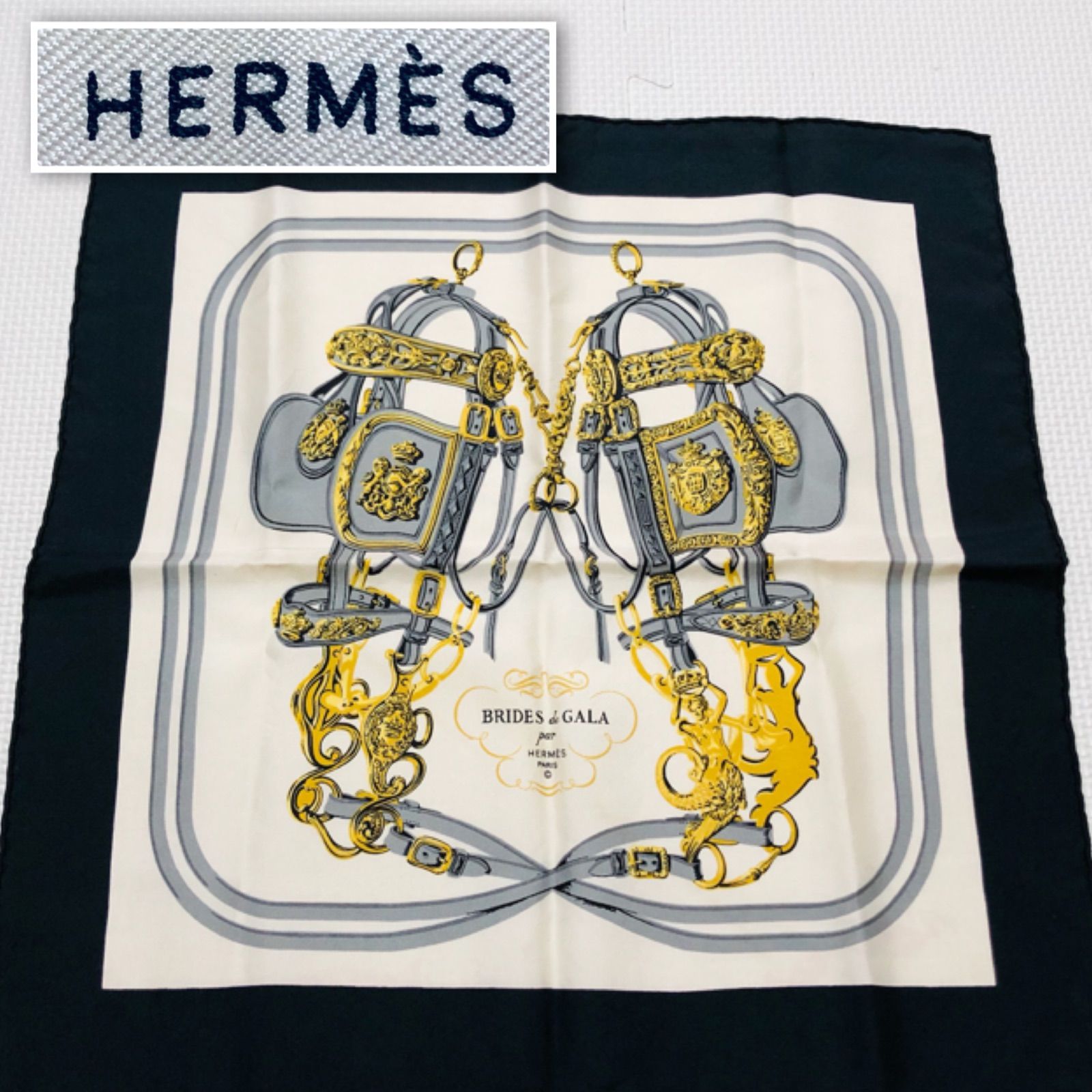 ☆HERMESエルメス☆シルク100％スカーフ☆鞍・馬具の柄