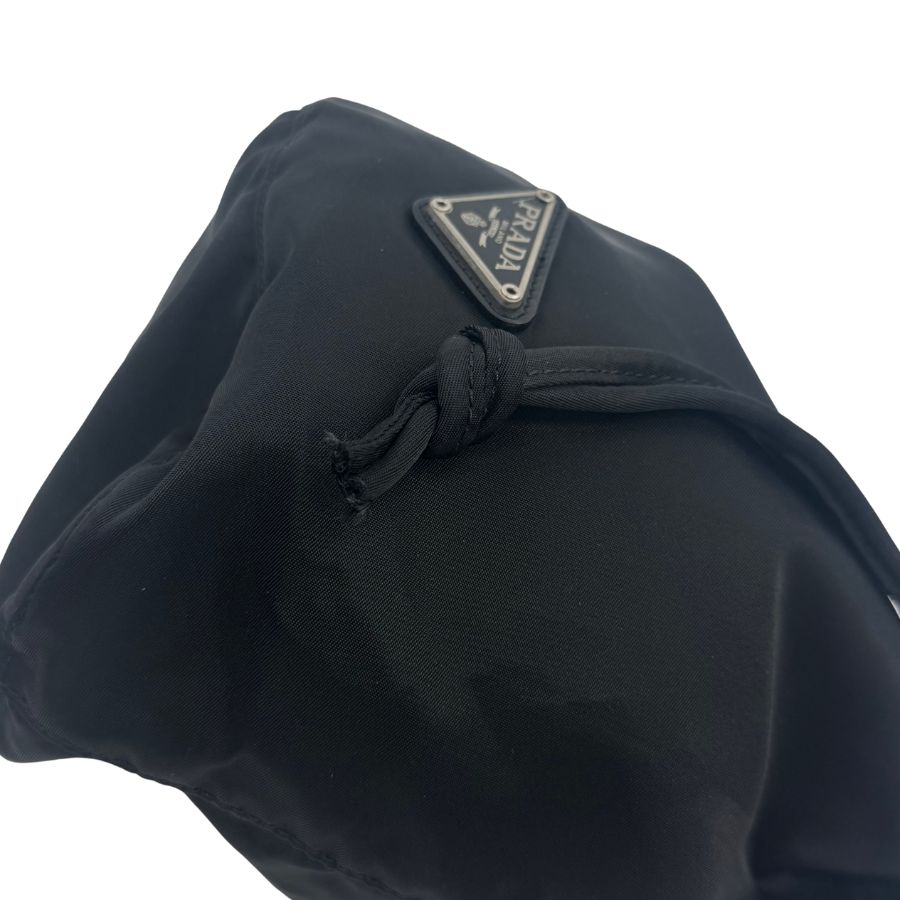 PRADA 巾着 ブラック PRADA プラダ 巾着型 トートバッグ レザー ブラック/ゴールド
