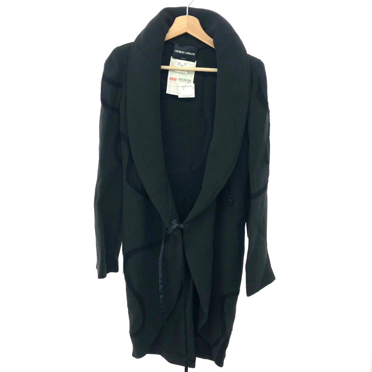 ジョルジオアルマーニ ヴァージンウール 幾何学模様ジャケット レディース XL GIORGIO ARMANI ジョルジオアルマーニ ショールカラーデザイン