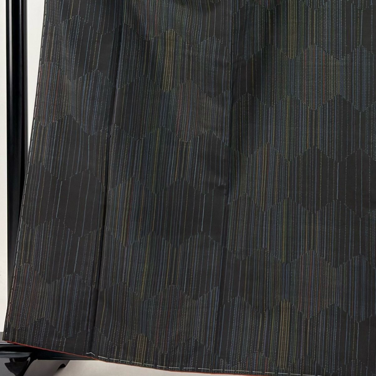 大島紬 身丈161.5cm 裄丈64.5cm M 袷 都喜ヱ門 純泥染 落款 縦縞 亀甲 墨色 正絹 名品 WWW_NOITHATQUANGTHANH_NET