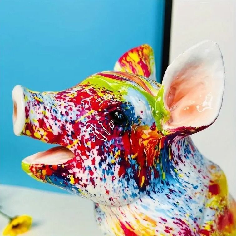 置物 装飾品 フィギュア 豚 ブタ ピッグ イチゴ柄 カラフル ポップ 虹 置物 装飾品 フィギュア 豚 ブタ ピッグ イチゴ柄 カラフル ポップ 虹