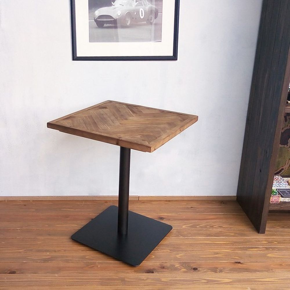 テーブル 幅60cm 古材 ヘリンボーン柄 カフェ風 カフェテーブル デスク 机 ダイニングテーブル 作業机 作業デスク パソコンデスク PCデスク おしゃれ リビング ダイニング ワンルーム 1人暮ら