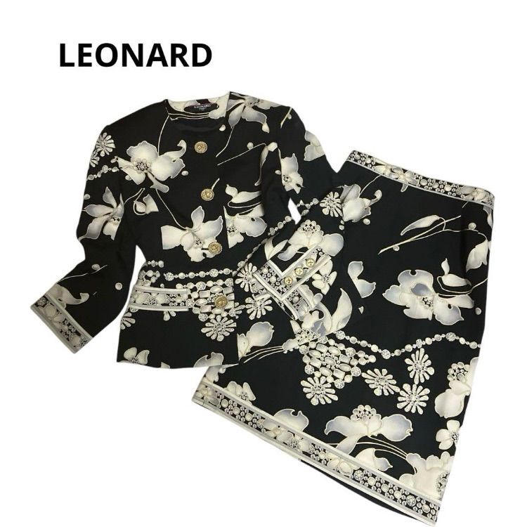 LEONARD レオナール 美しい花柄プリント スカートスーツ