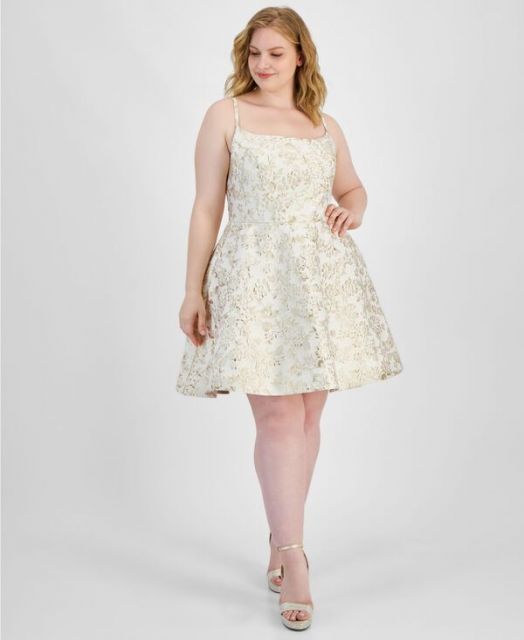 送料無料 ビーダーリン レディース ワンピース トップス Trendy Plus Size Scoop-Neck Jacquard Dress Ivy|g