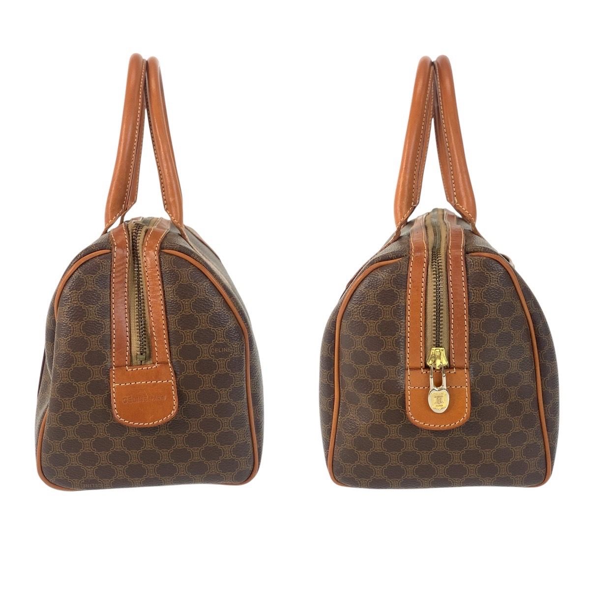 CELINE セリーヌ ヴィンテージ マカダム ブラウン ゴールド金具 PVC