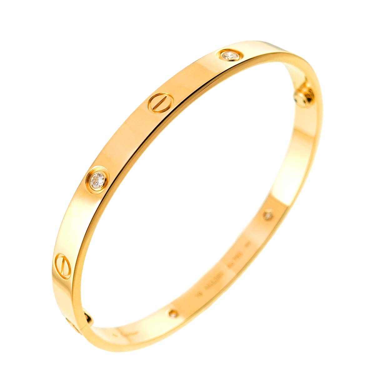 カルティエ ブレスレット カルティエ Cartier ラブ ブレス ハーフ ダイヤ 4P #19 K18 YG