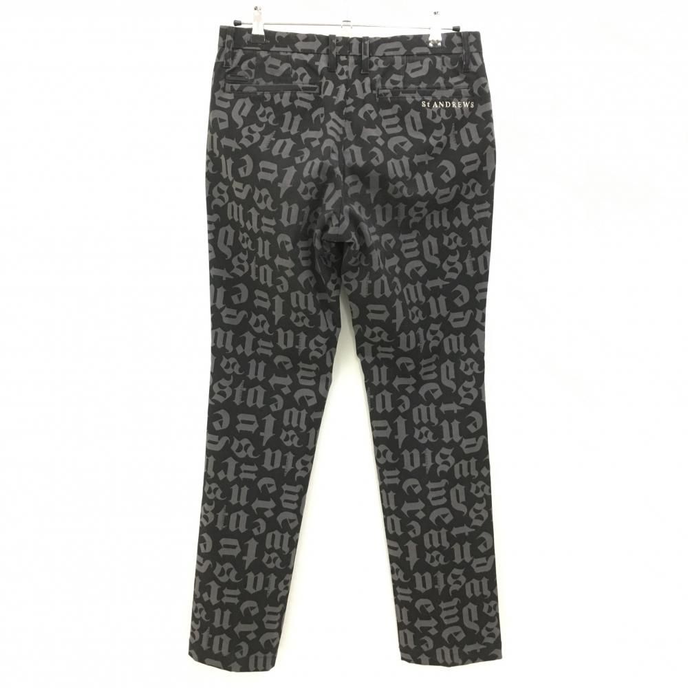 セントアンドリュース パンツ 黒×グレー ロゴ総柄 メンズ M ゴルフ