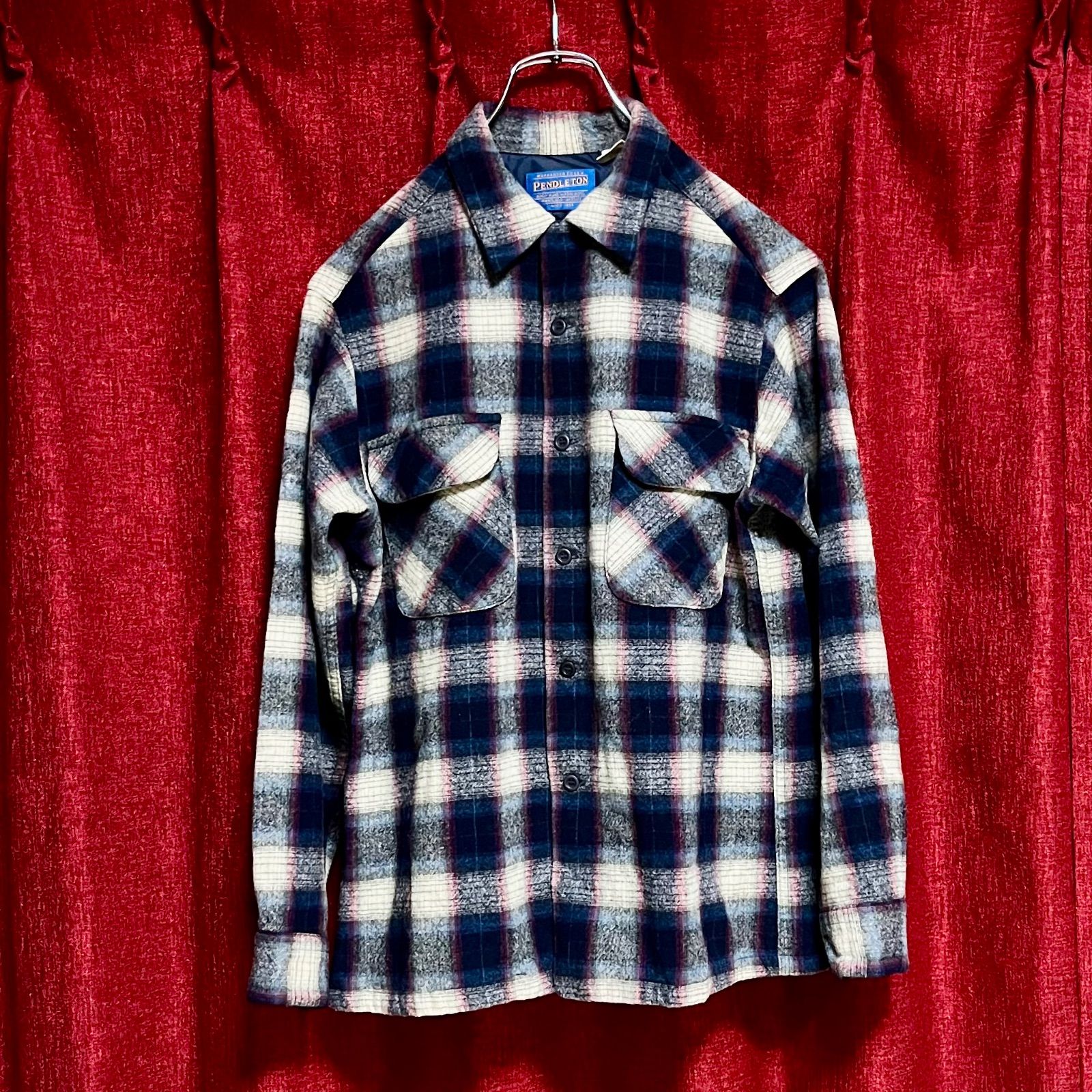 超美品 USA アメリカ製 PENDLETON / ペンドルトン ウール フランネルシャツ 黒 濃紺 赤 白 ブラック ネイビー レッド ホワイト  チェック柄 Mサイズ 長袖 ネルシャツ 秋 冬 登山 アウトドア オンブレチェック - メルカリ
