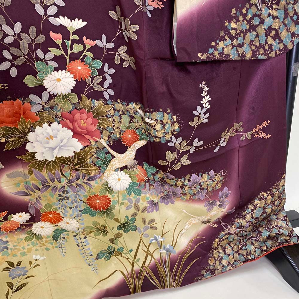 振袖 中古 葡萄茶 紫 正絹 古典 裄70cm 身丈166.5cm 美品 L サイズ 成人式 4040 振袖 中古 葡萄茶 紫 正絹 古典 裄70cm 身丈166.5cm 美品 L サイズ