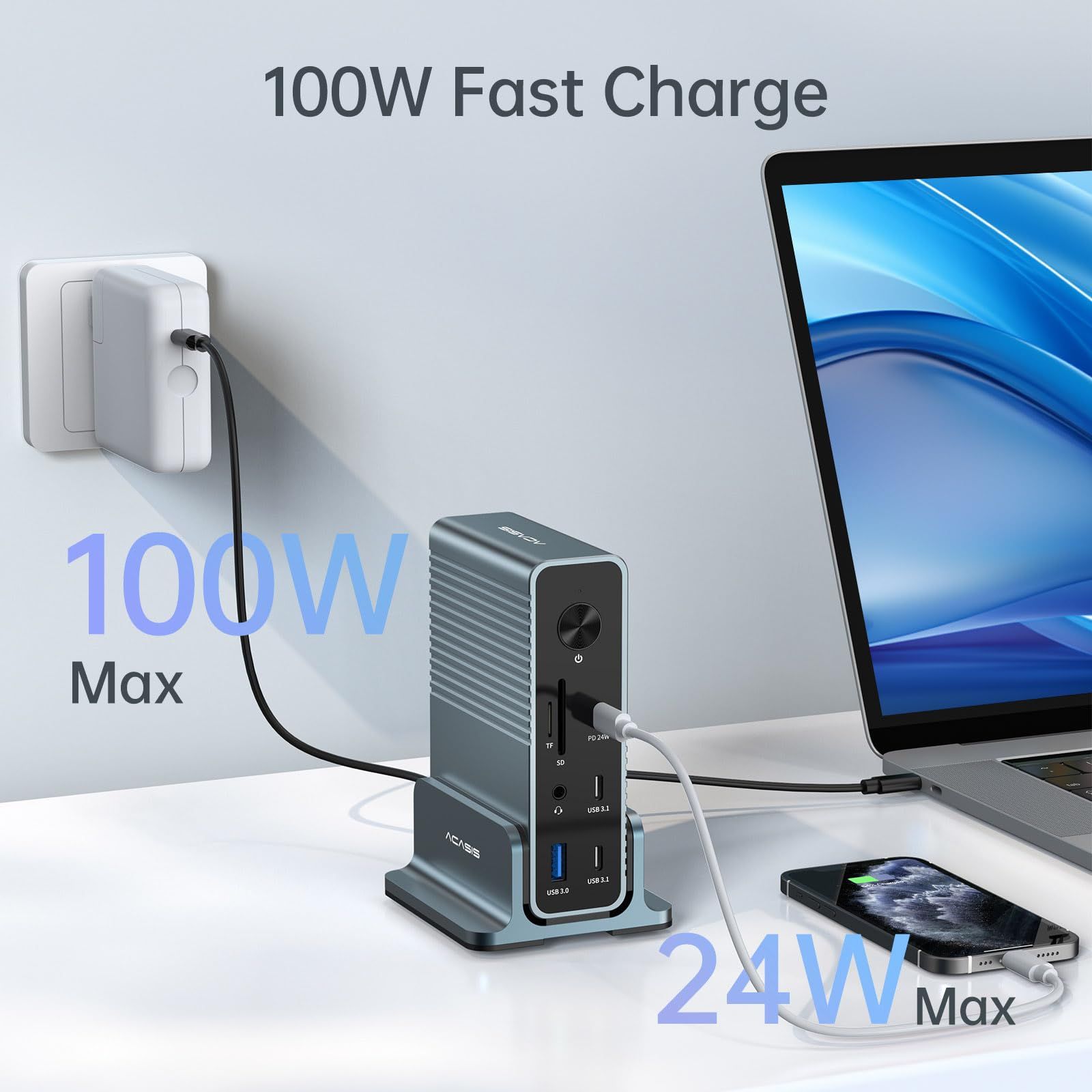 ACASIS USB C ドッキングステーション 15-in-1 最大3画面 100W PD 充電 2 * 4K HDMI 1* DP 4K 60Hz 2USB 3.1 3USB 3.0 LAN SD|TF オーディオ Mac|Windows 用の汎用ラ CHRISTIANNAURATH_COM_BR