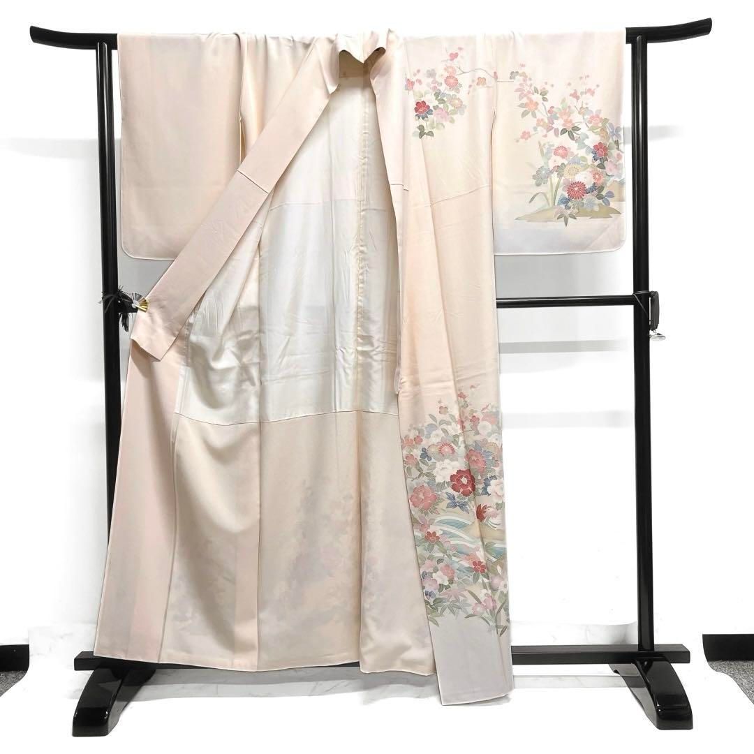 2025人気新作 041a 着物 波 桜 梅 菊 牡丹 鴛鴦 訪問着 d メルカリ - 着物・浴衣