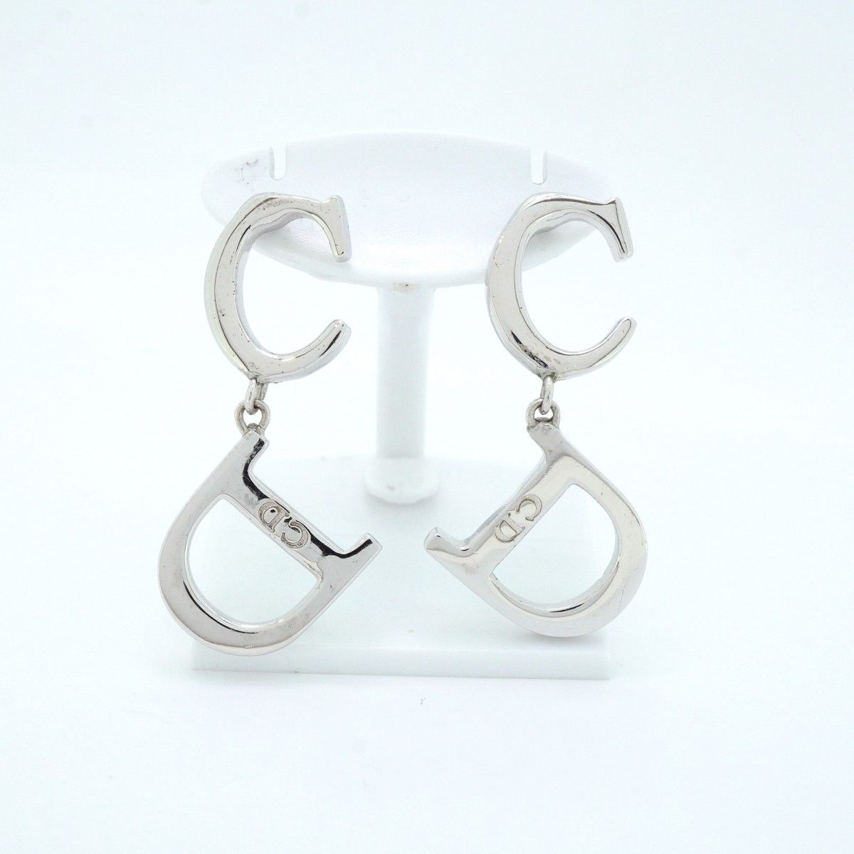 5jeb0502】クリスチャンディオール ピアス CDロゴ メタル シルバー  