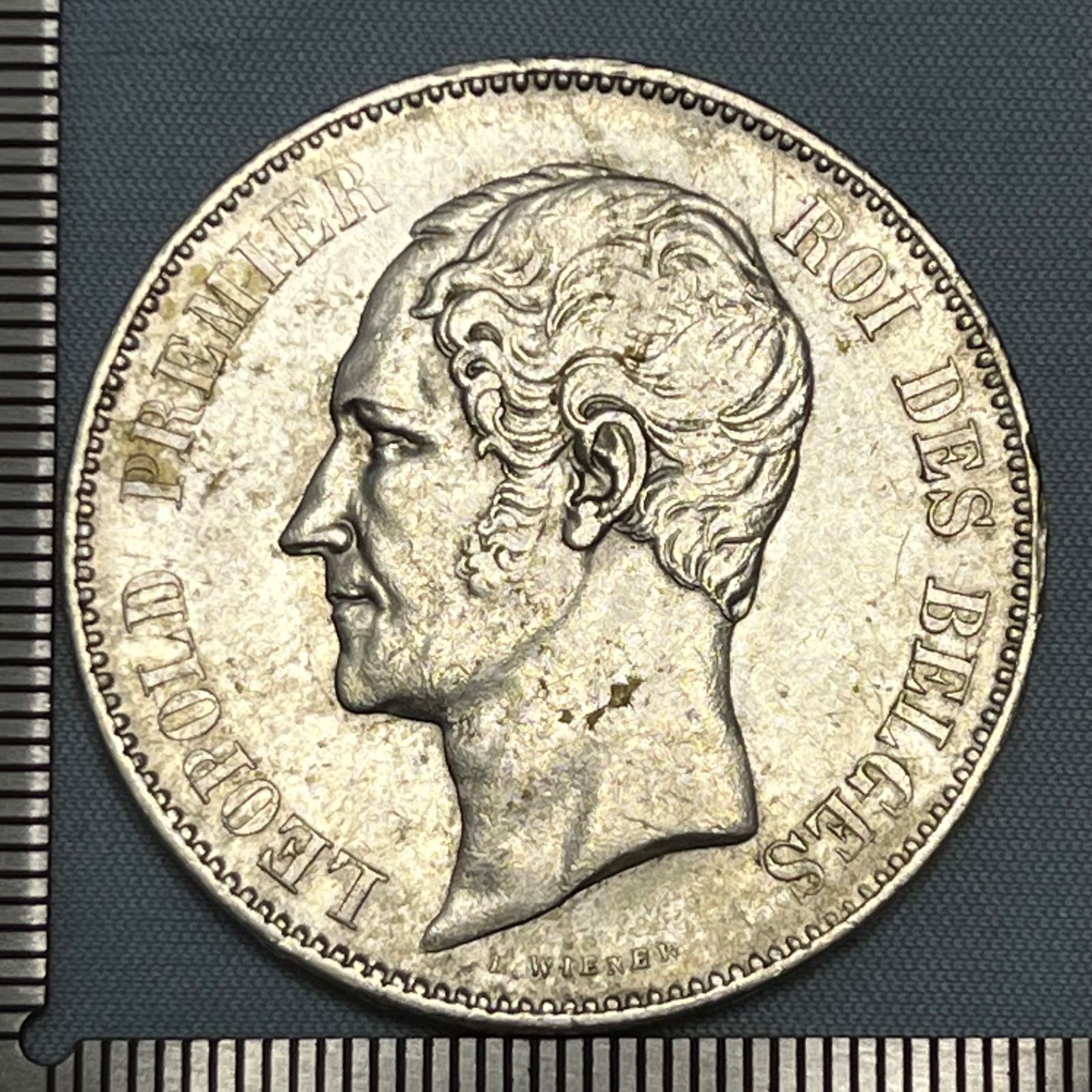 銀貨 1849年 ベルギー 5フラン レオポルド1世 統一は力なり 古典ライオン紋章銀貨 256