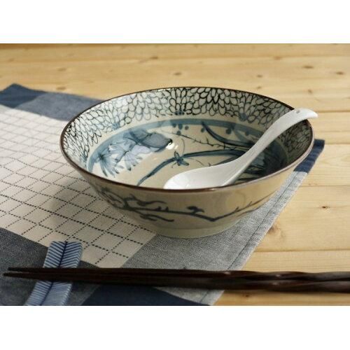 5営業日で発送 メーカー取寄 古染花鳥 ラーメン鉢 美濃焼 食器 箱入り - 入数 40