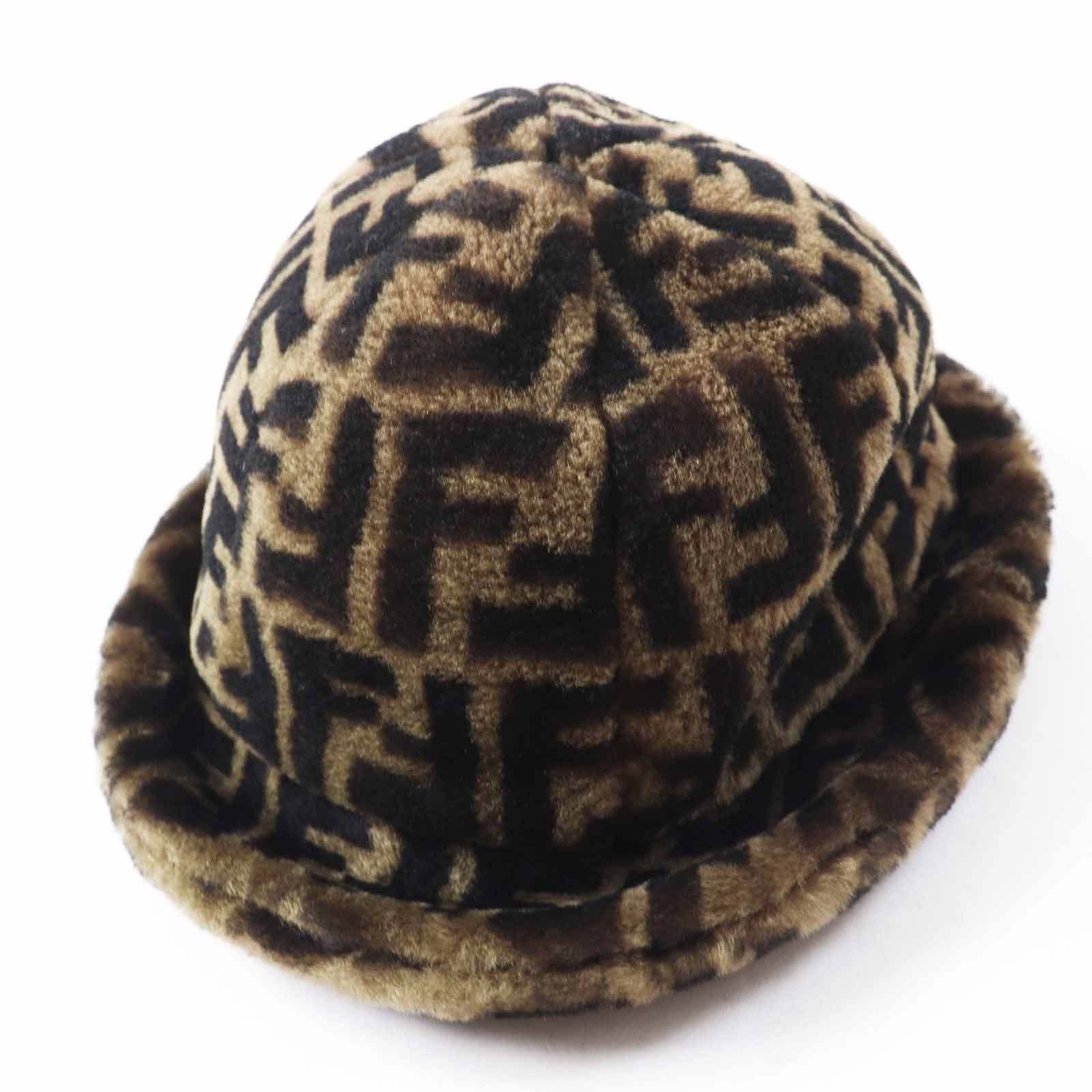 極美品◎FENDI フェンディ FXQ632 ムートン 裏シルク ズッカ柄  