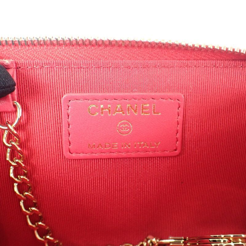 CHANEL】マトラッセ キーリング付き コインケース ラムスキン CHANEL】マトラッセ キーリング付き コインケース ラムスキン