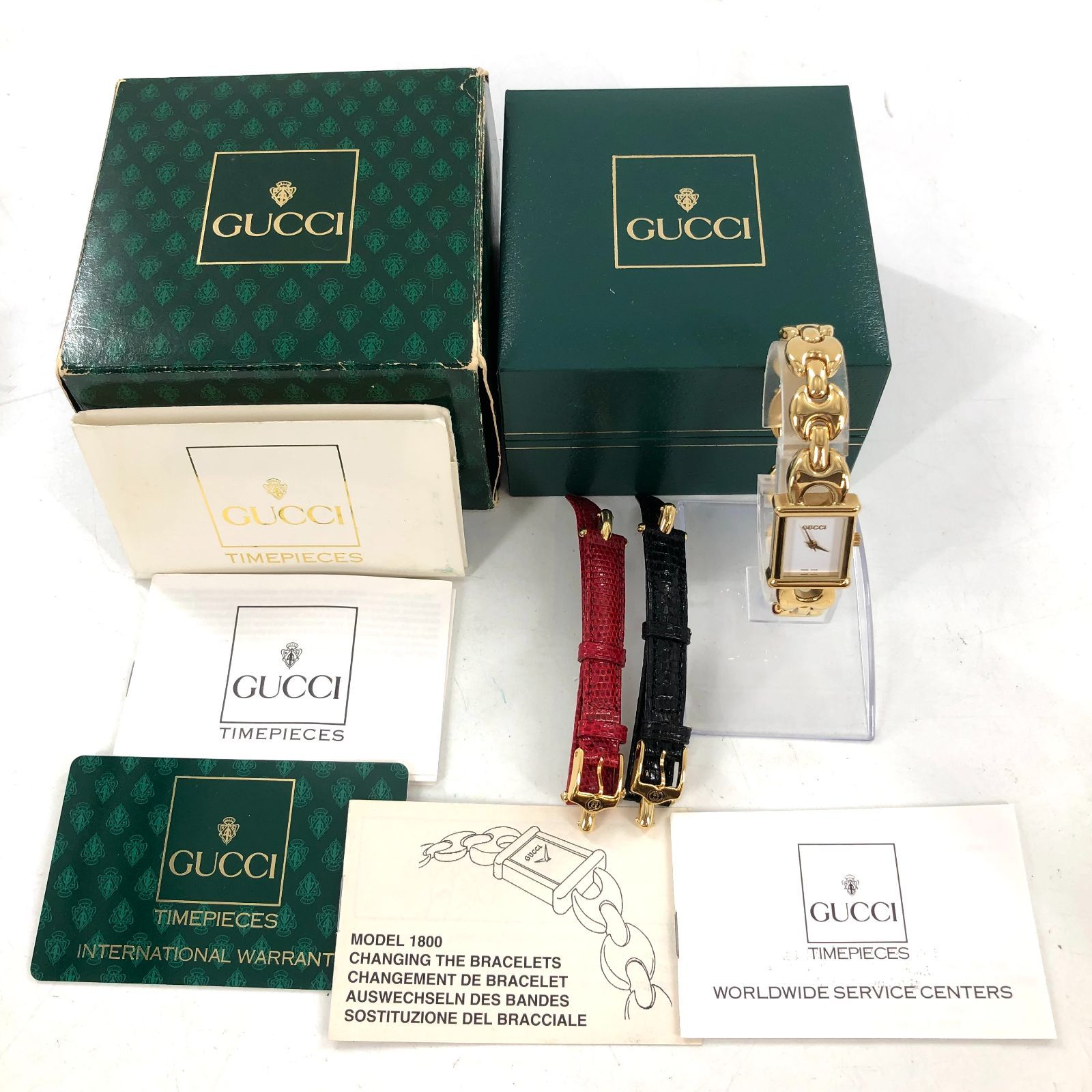 GUCCI グッチ 1800L チェンジベルト QZ レディース腕時計 ホワイト文字 