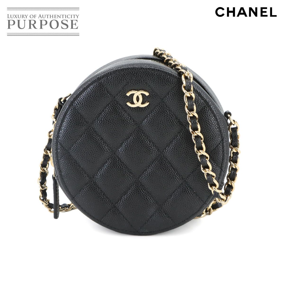 シャネル CHANEL マトラッセ ミニ クラシック チェーン ショルダー バッグ キャビアスキン ブラック AP0245 90298110