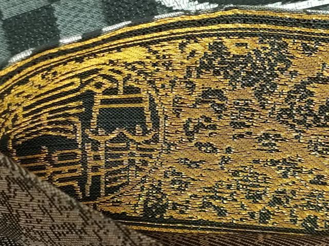 平和屋本店□極上 キモノデザイナー 斉藤上太郎 六通柄袋帯 笹竹 観世