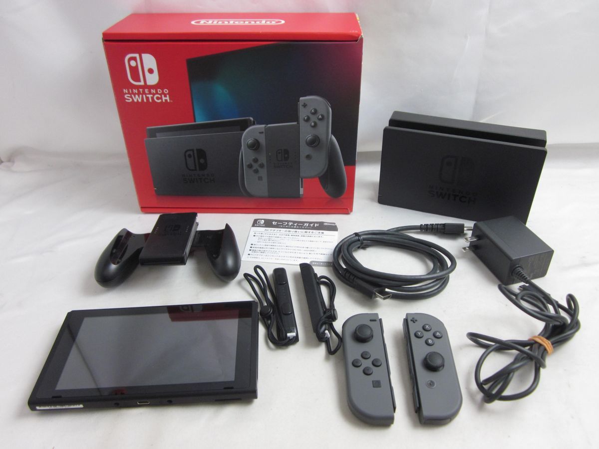 中古品 ゲーム Nintendo switch ニンテンドースイッチ 本体 HAC-001 (-01) 動作品 ジョイコン グレー 周辺機器 箱付き  - メルカリ