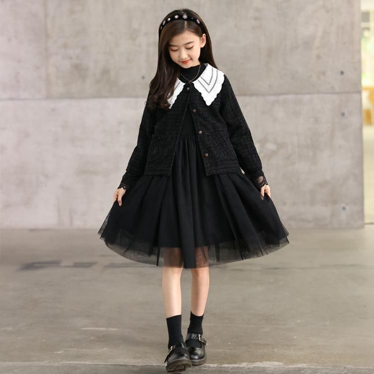 ワンピース フォーマル 襟付き キッズ 子供服 女の子 長袖 正装 礼服 2点セットアップAライン ピアノの発表会 卒業式 小学校 入学式 法事 喪服  - メルカリ