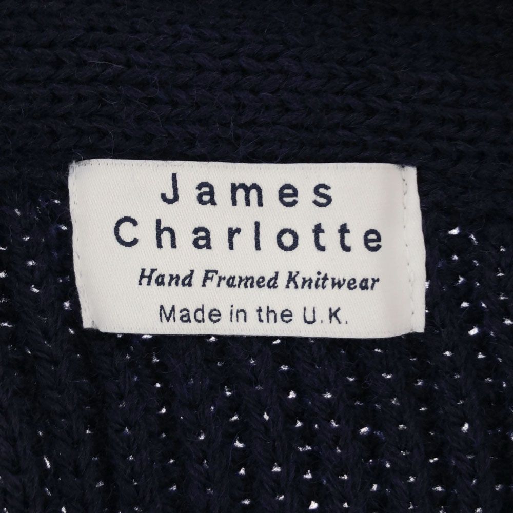 ジェームス シャルロット イギリス製 ウール 長袖 ショールカラー ニットカーディガン 32 ネイビー James Charlotte レディース ジェームス シャルロット イギリス製 ウール 長袖 ショールカラー