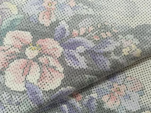 平和屋着物○訪問着 本場大島紬 白大島 草花文 正絹 逸品 CAAR8267vf