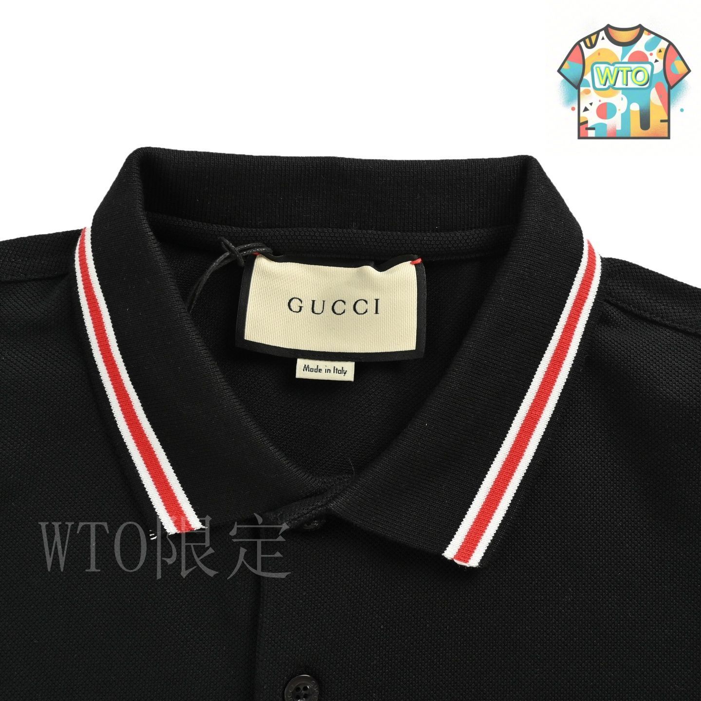 今日特価】Gucci 2024SS 辰年限定 ポケット炎刺繍ポロシャツ-1